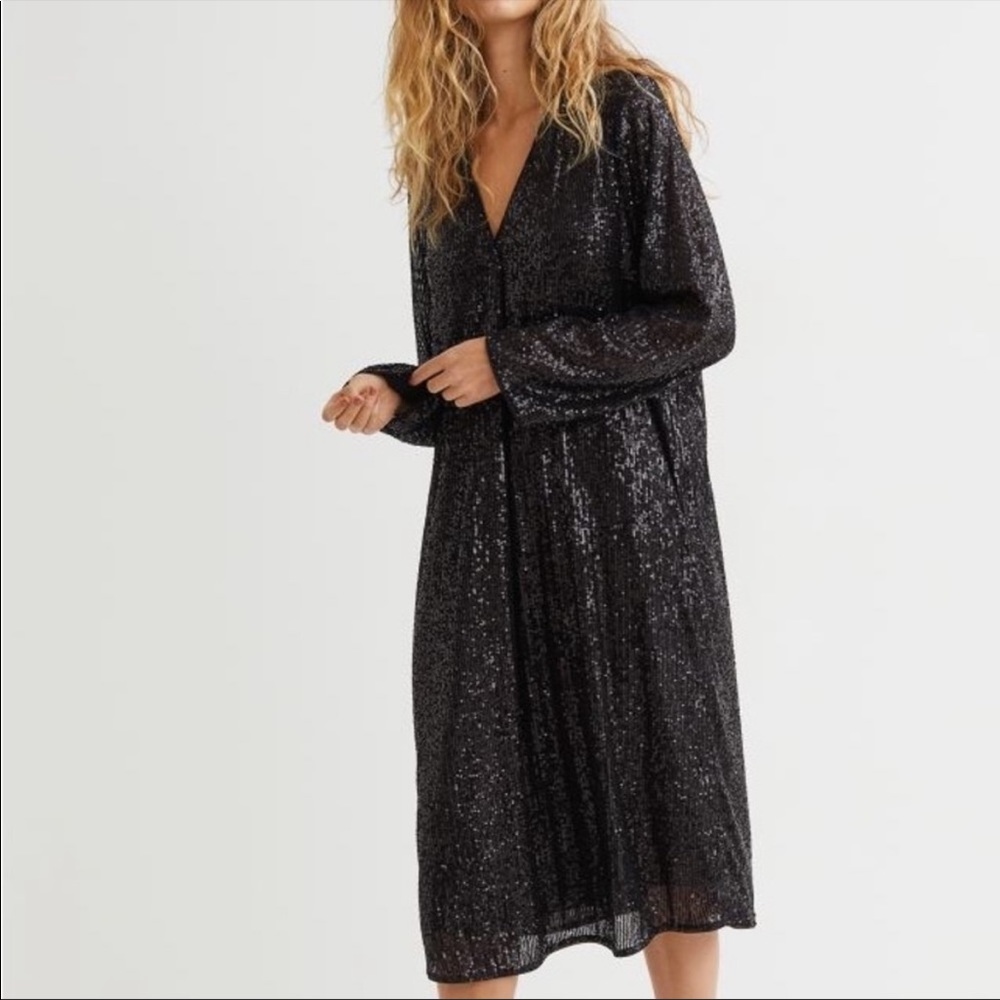 H&M Sequin Midi Dress L New